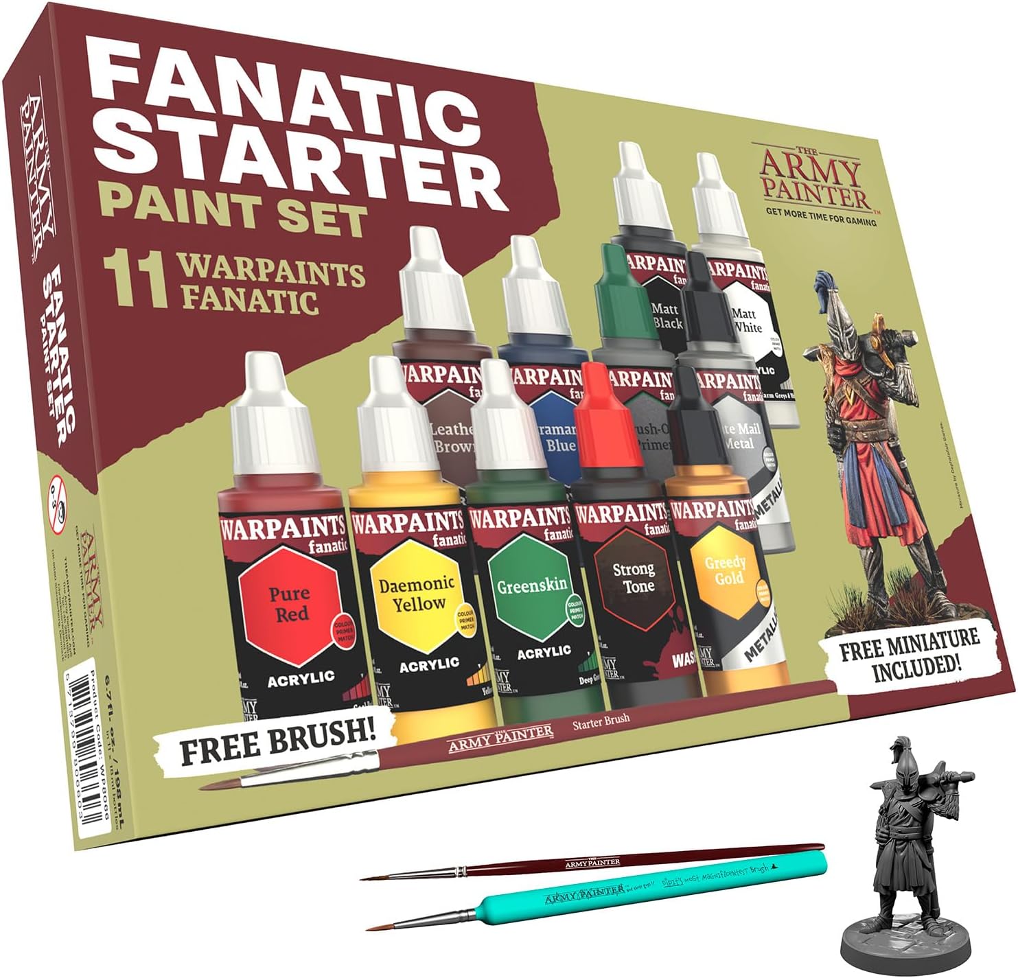 Army Painter Warpaints Fanatic Starter Set Combo (11 paints + 2 Brushes)