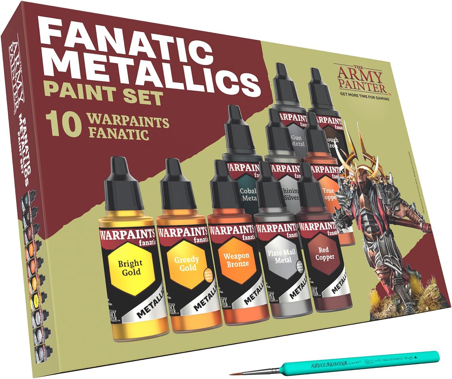 Army Painter Warpaints Fanatic Metallics Paint Set Combo (10 paints + Brush)