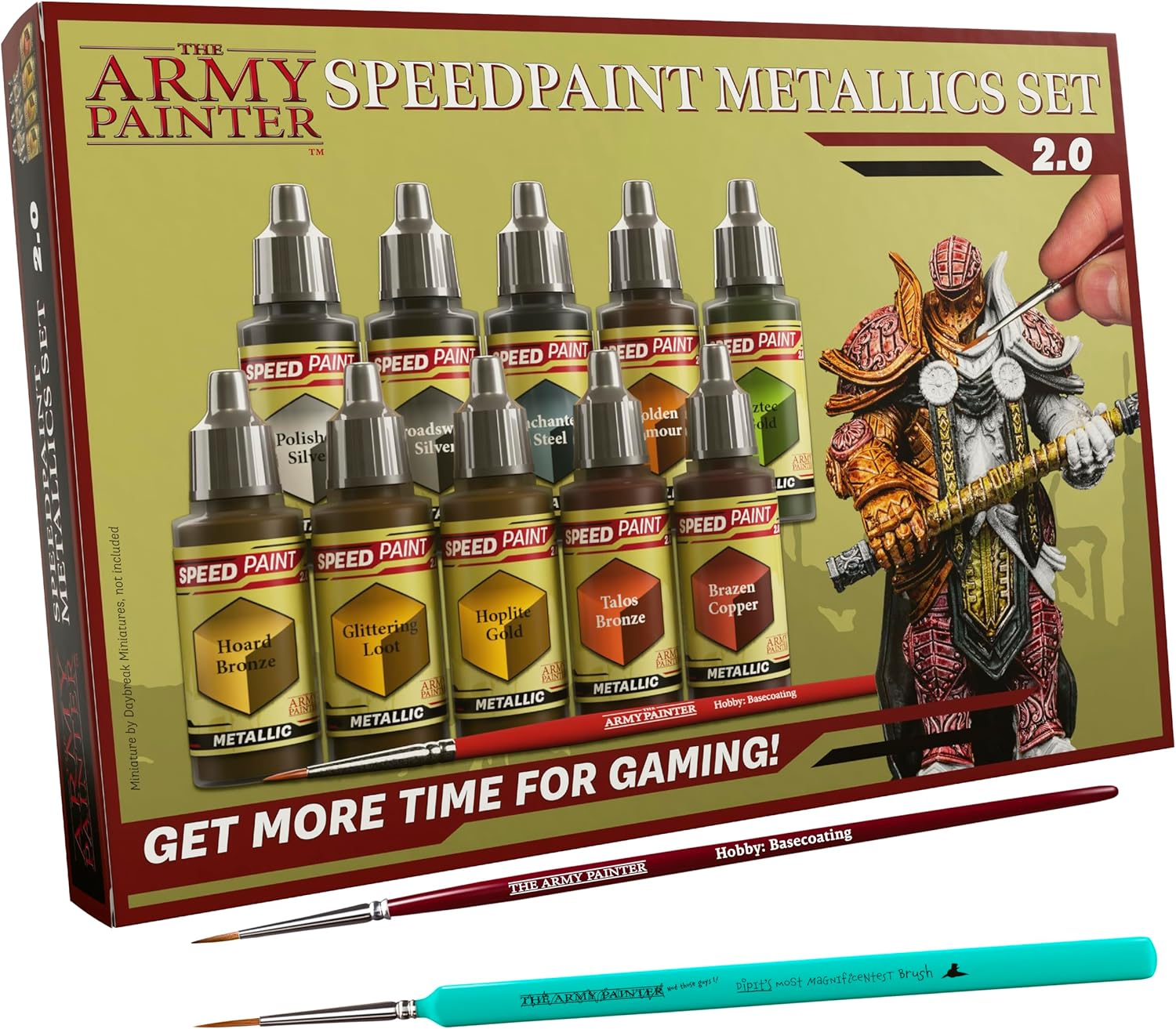 Army Painter Speedpaint 2.0 Metallics Set Combo (10 paints + 2 Brushes)