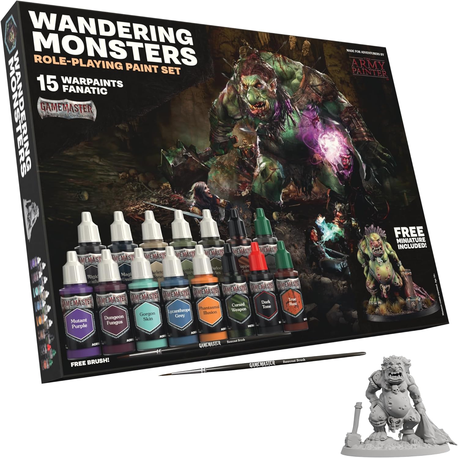 Army Painter GameMaster: Wandering Monsters RPG Paint Set (15 paints + Brush + Miniature)