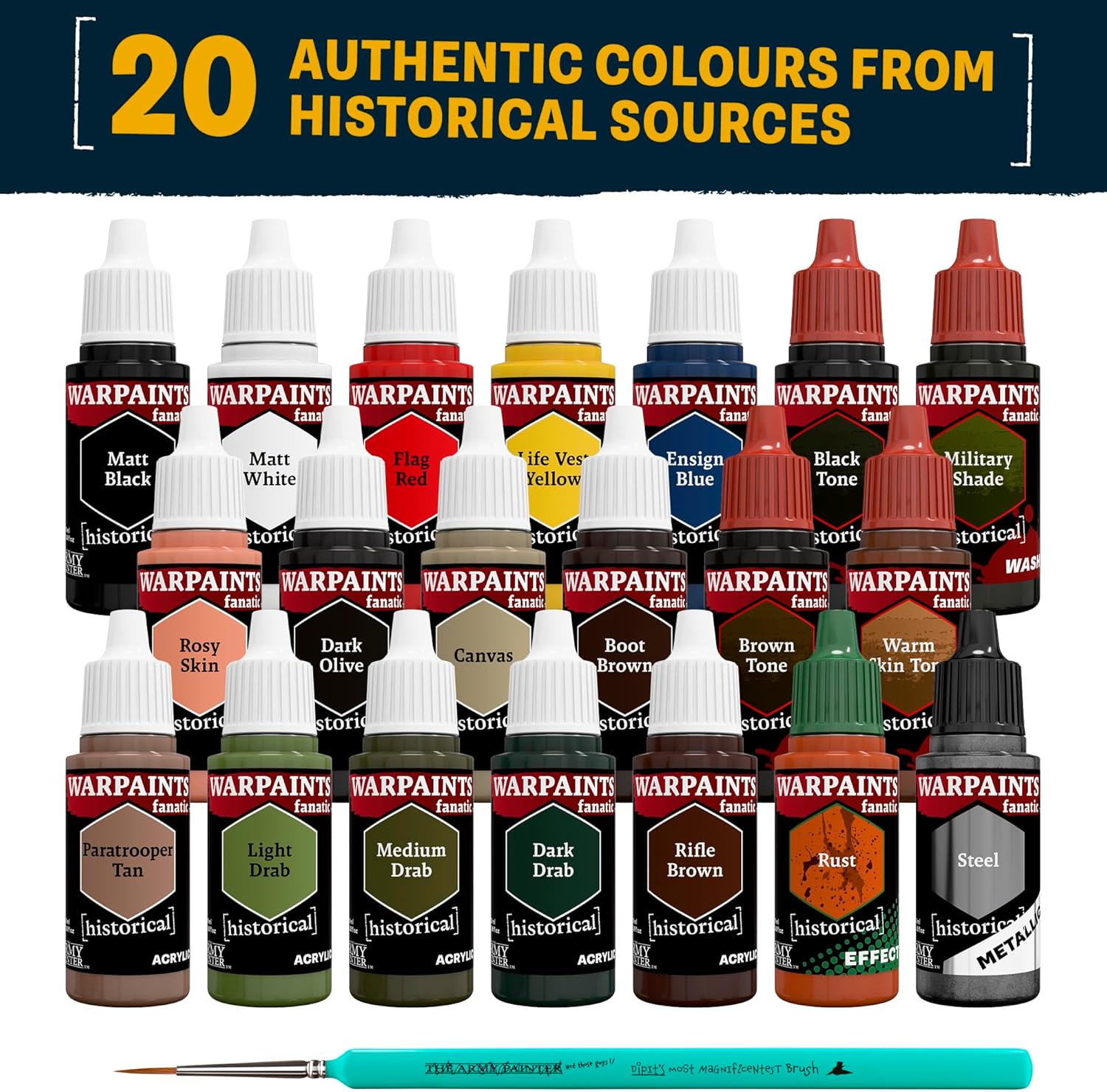 Army Painter Historical: WWII American Paint Set Combo (20 paints + Brush)