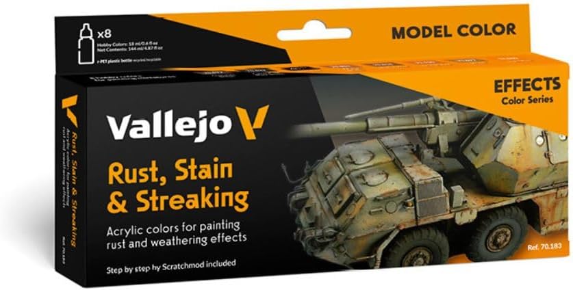 Vallejo Model Color Effects Rust, Stains & Streaking Set (8 paints)