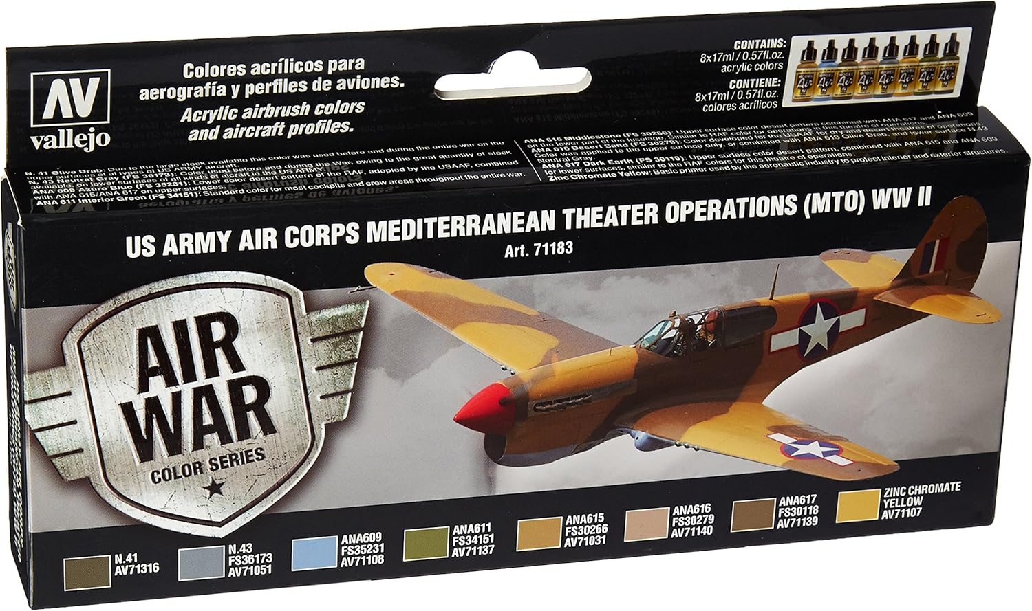Vallejo US Army Air Corps Mediterranean WWII Paint Set