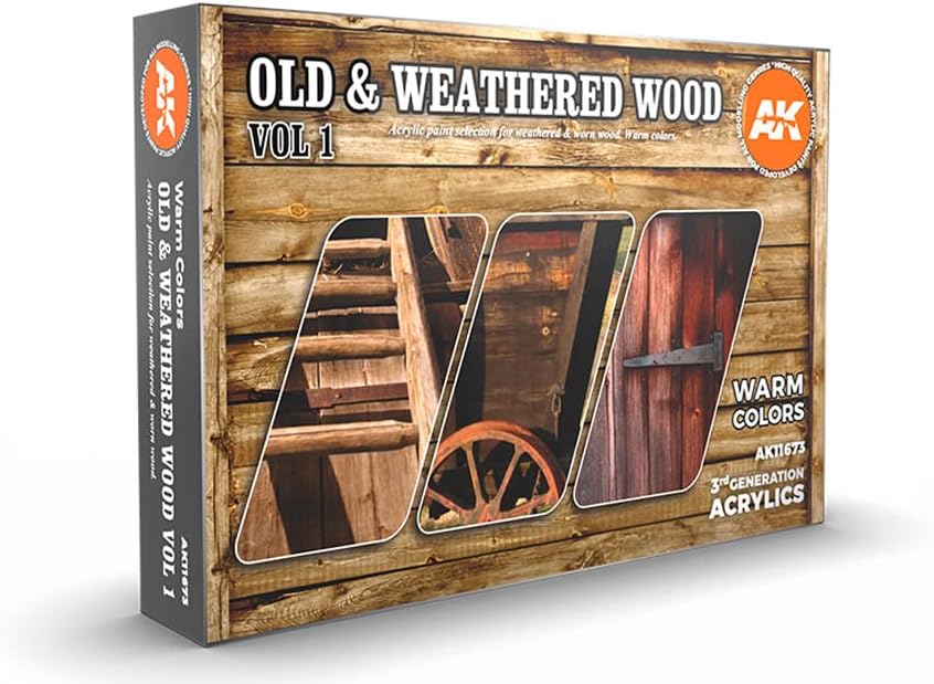 AK Interactive Old & Weathered Wood Vol.1 Acrylic Paint Set