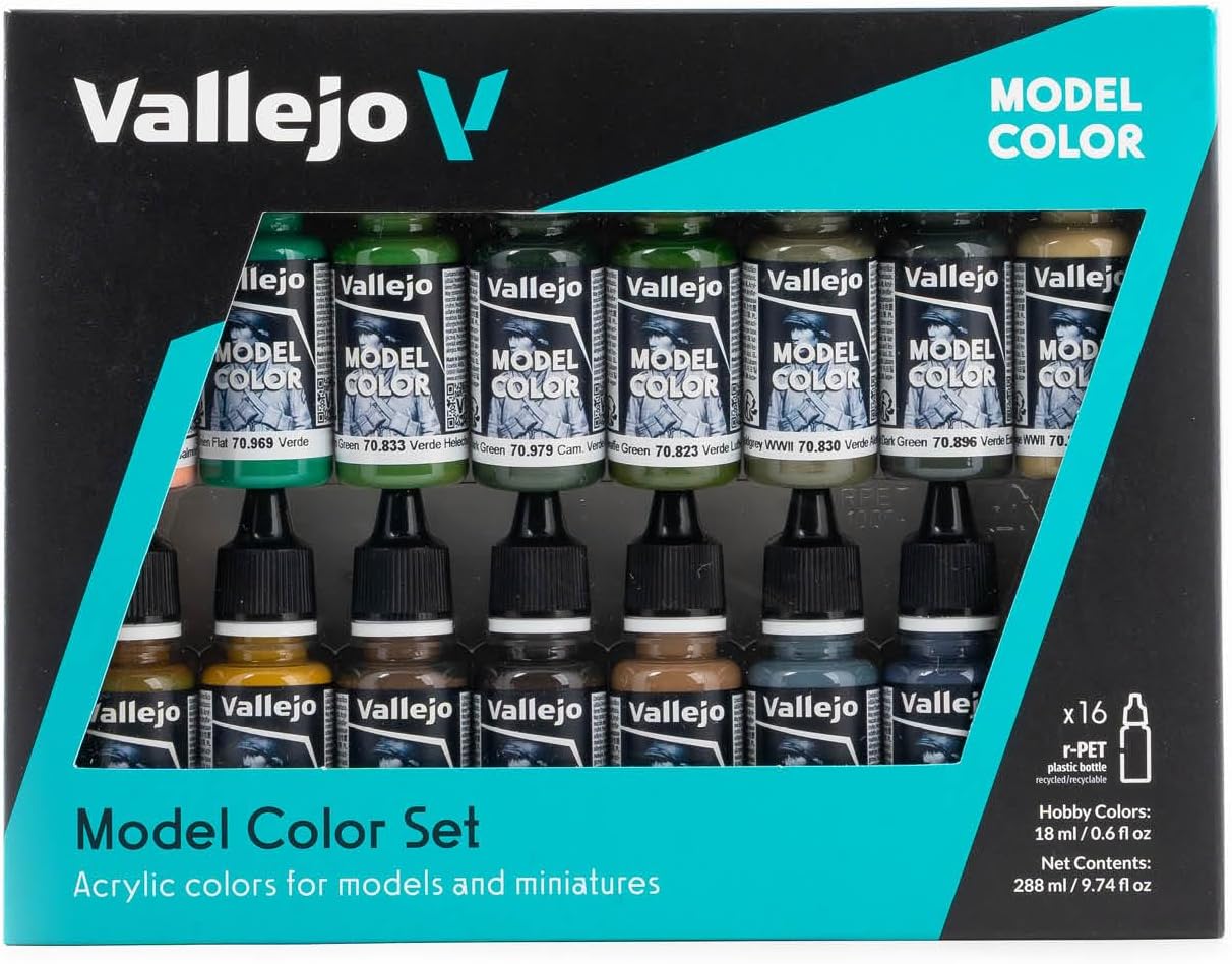 Vallejo German Camouflage WWII Model Color Acrylic Paint Set (16 x 18ml)