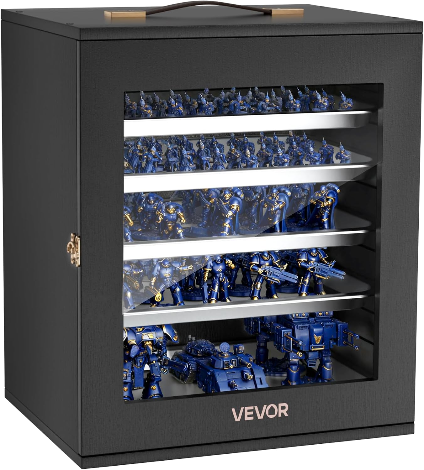 VEVOR Miniatures Storage Case for Warhammer 40k, Wooden Display Holder with 5 Trays