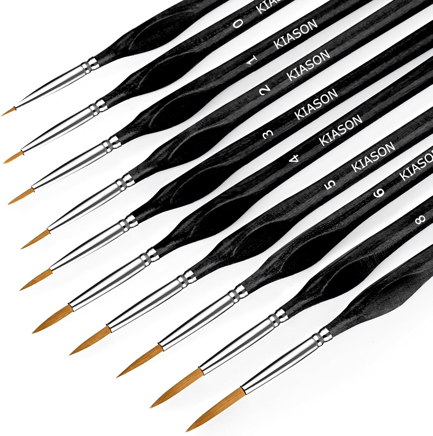 KIASON 10PC Miniature Paint Brush for Fine Detailing, Small Painting Brushes Set for Art, Crafts, Acrylic, Watercolor, Oil, Model, Face, 40k & Paint by Number, Figurine