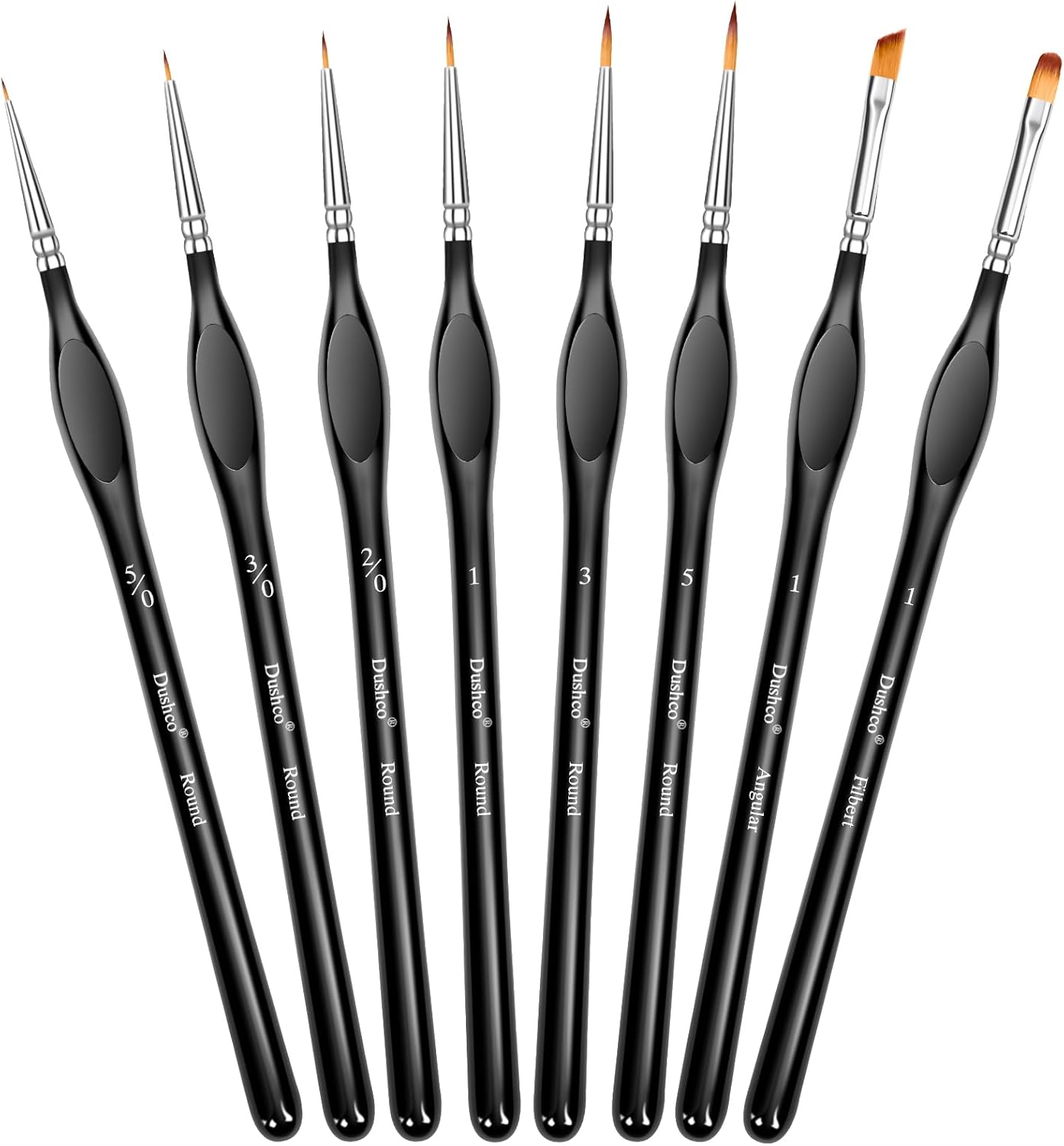8 pcs Miniature Detail Paint Brushes Set - Precision Round, Filbert & Angular Brushes for Miniature, Model Painting, Watercolor & Figurines - Fine Tip Artist Brush Kit with Ergonomic Handle