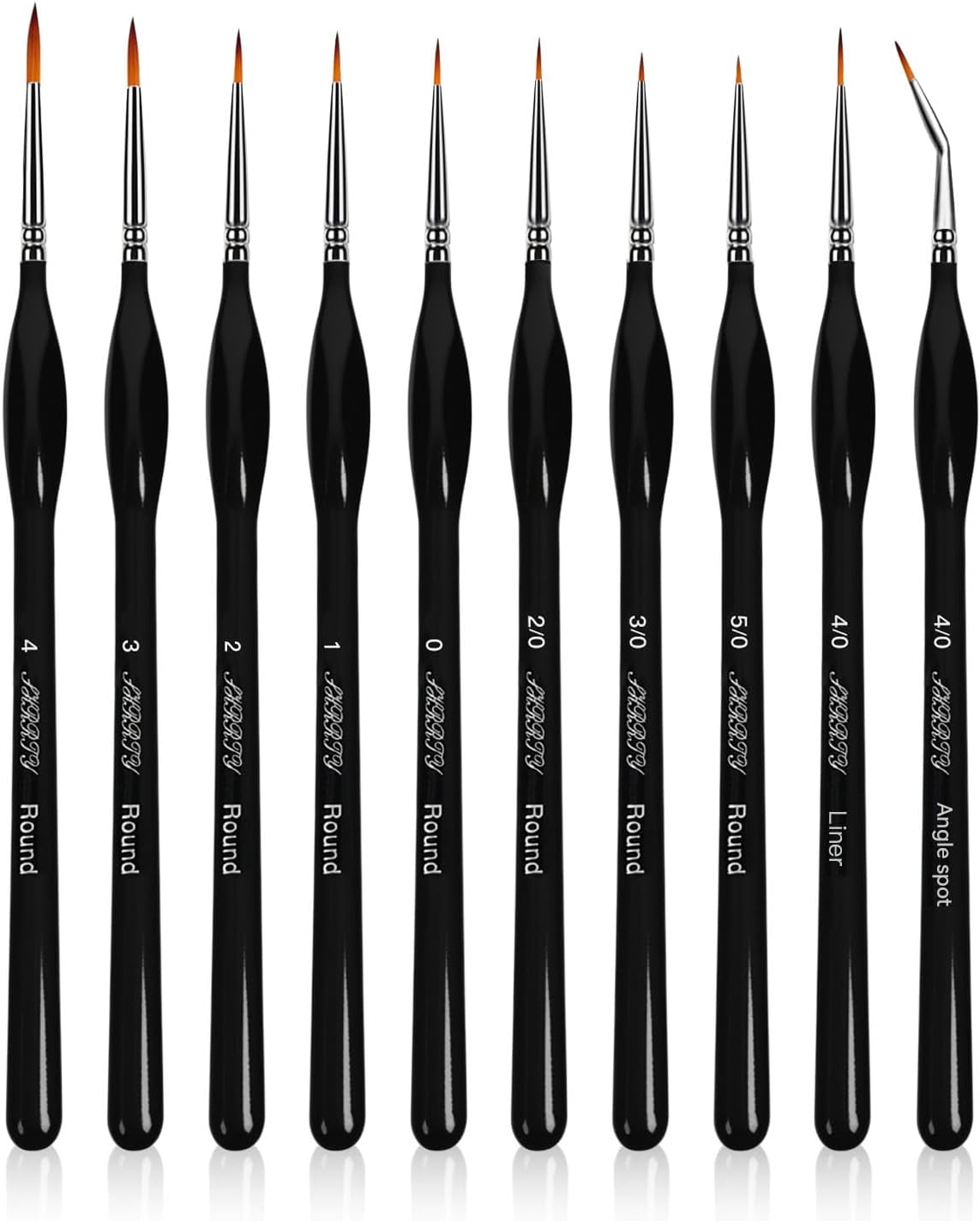10Pcs Detailing Paint Brushes, Miniature Painting Brushes for Acrylic, Oil, Watercolor, Art Painting Brushes with Triangular Handles for Model, Nail, Figurine, Face