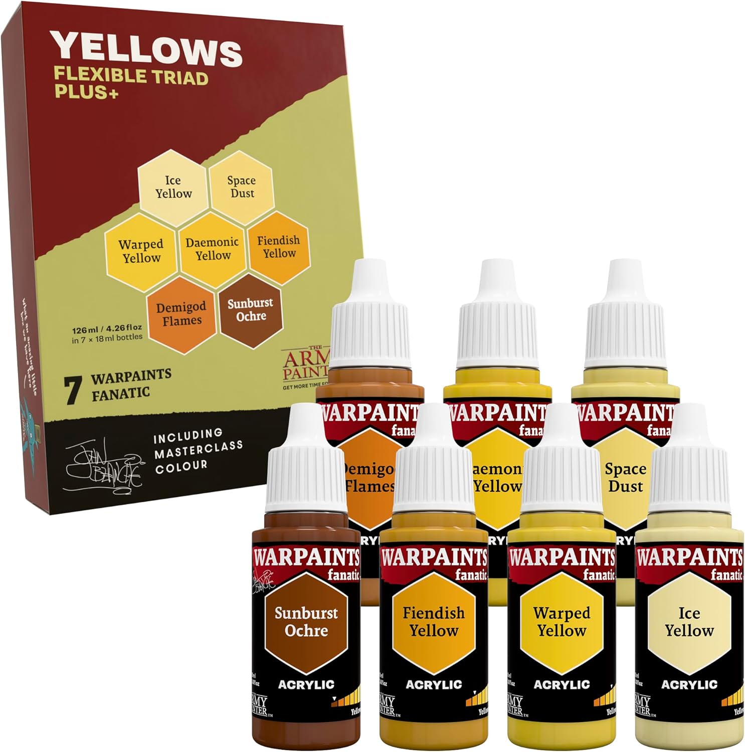 The Army Painter, Warpaints Flexible Triad PLUS+: Yellows, 7 x 18 ml acrylic paints