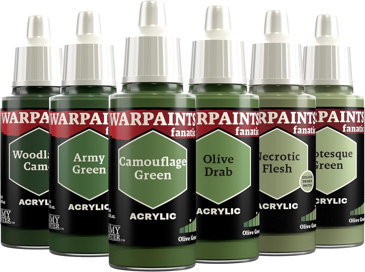 The Army Painter, Warpaints Fanatic Flexible Triad: Olive Greens, 6 x 18 ml acrylic paints