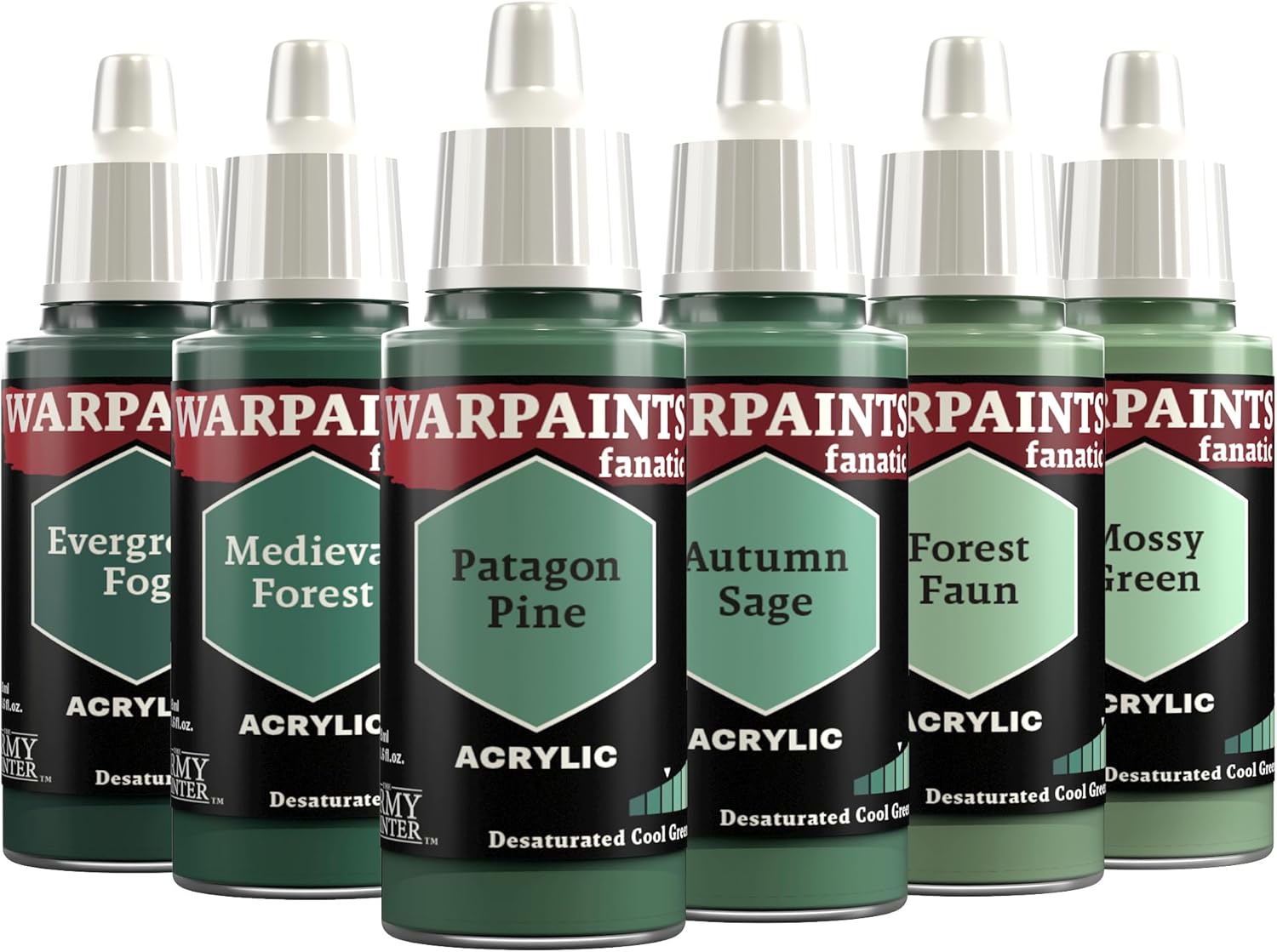 The Army Painter, Warpaints Fanatic Flexible Triad: Desaturated Cool Greens, 6 x 18 ml acrylic paints