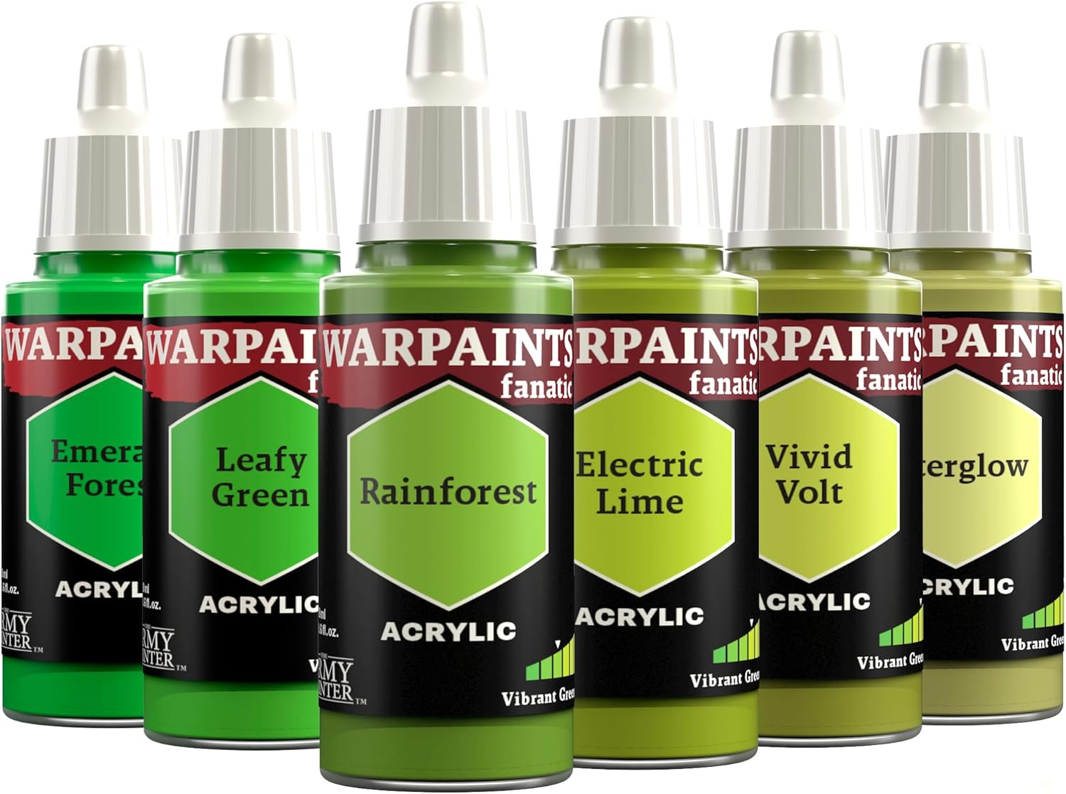 The Army Painter, Warpaints Fanatic Flexible Triad: Vibrant Greens, 6 x 18 ml acrylic paints