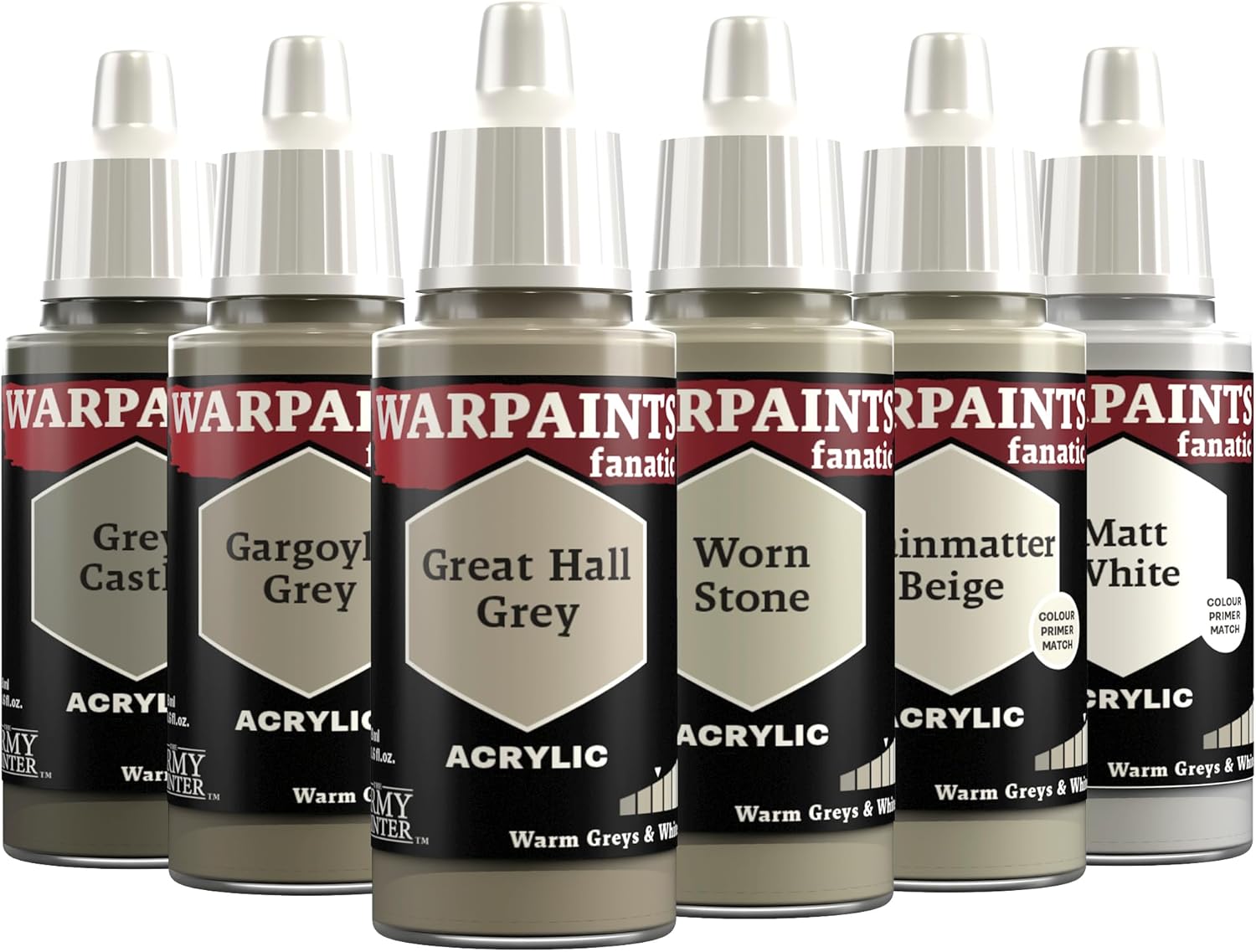 The Army Painter, Warpaints Fanatic Flexible Triad: Warm Greys & White, 6 x 18 ml acrylic paints