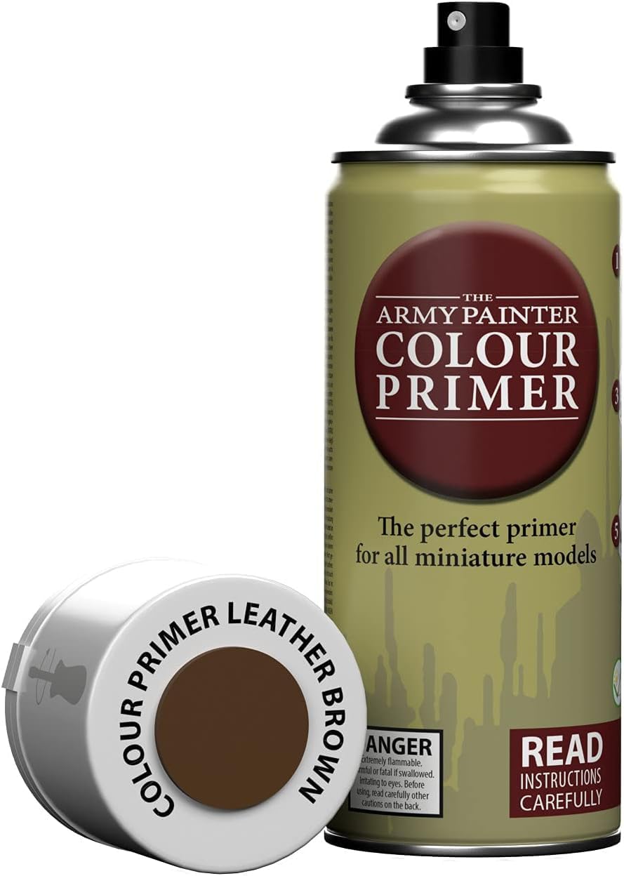 The Army Painter Color Primer Leather Brown, 400ml Acrylic Spray Undercoat for Miniature Painting