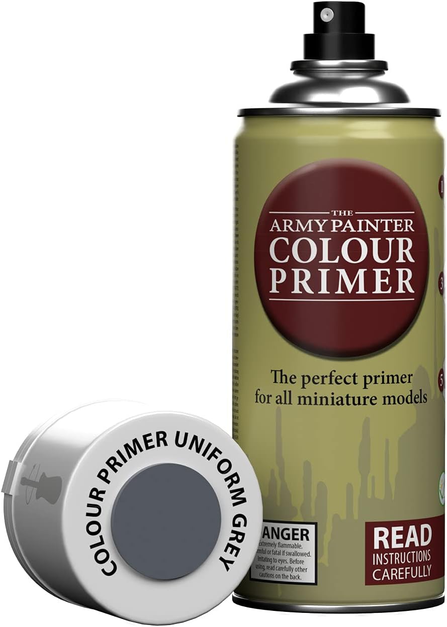 The Army Painter Color Primer Uniform Grey, 400ml Acrylic Spray Undercoat for Miniature Painting