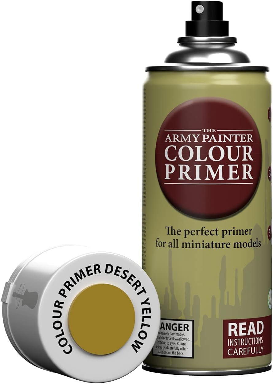 The Army Painter Color Primer Desert Yellow, 400ml Acrylic Spray Undercoat for Miniature Painting