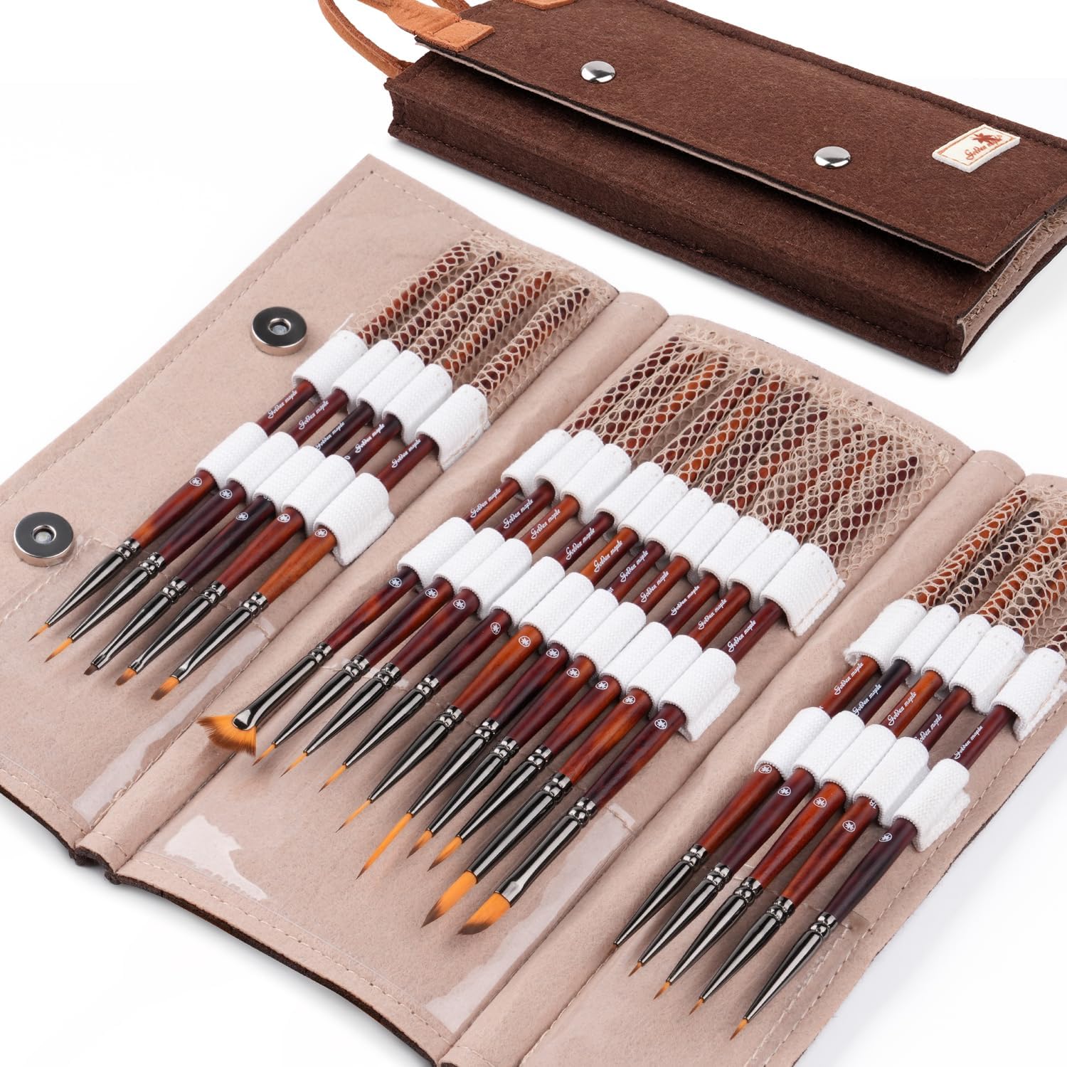 Golden Maple Fine Miniature Paint Brushes - Professional Micro Detail Brush Set for Models, Tabletop Gaming & Fine Art - Portable Travel Case, Acrylic/Watercolor/Oil