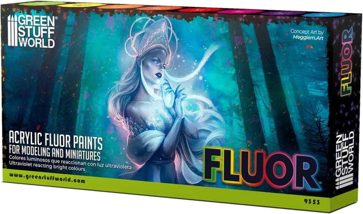 Green Stuff World for Models and Miniatures Set of 8 Fluor Paints