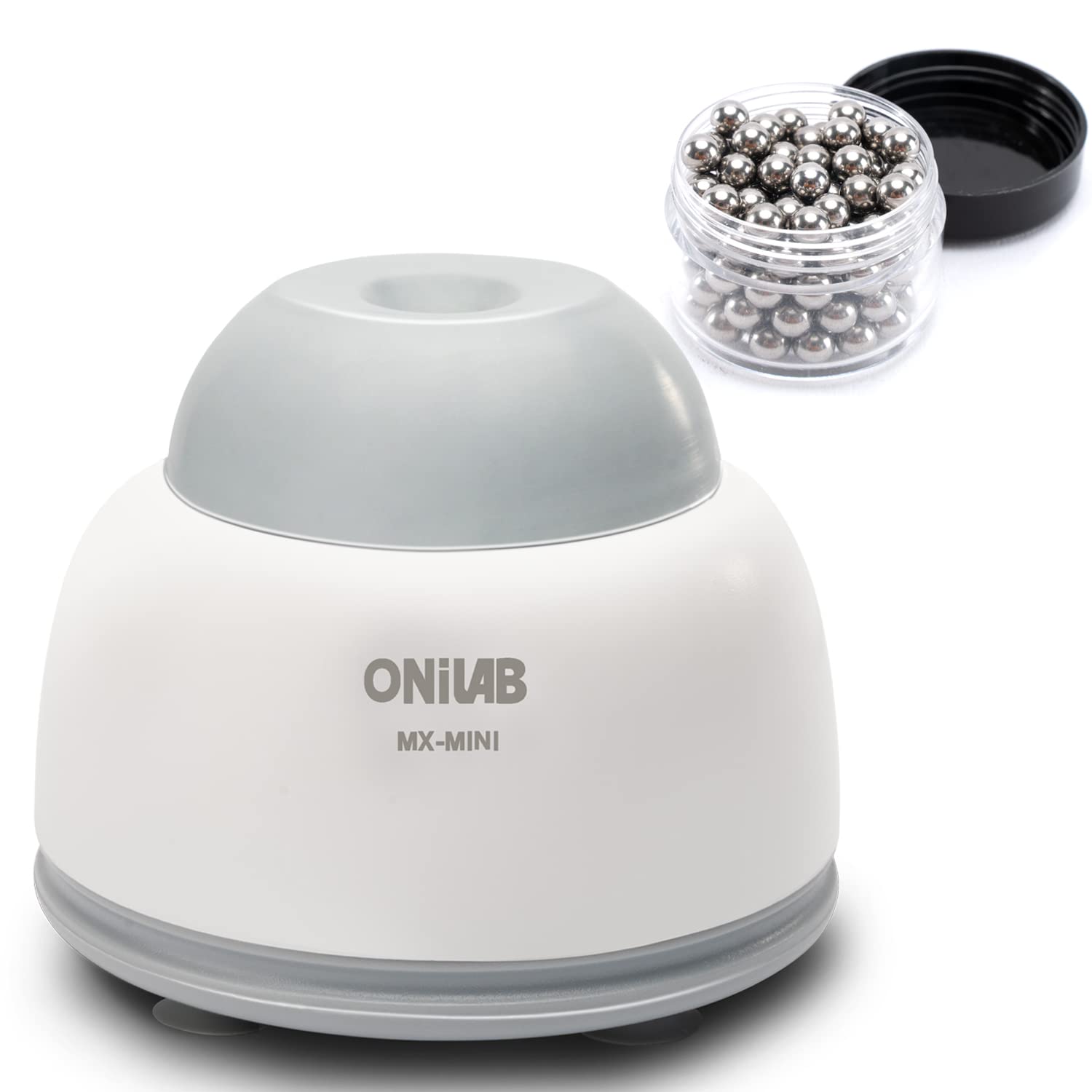 ONiLAB Mini Vortex Mixer with Touch Function for Lab Mixing, Nail Polish, Eyelash Adhesives and Acrylic Paints Mixing, Lab Vortexer for Tubes, Include 120 pcs Stainless Steel Mixing Balls