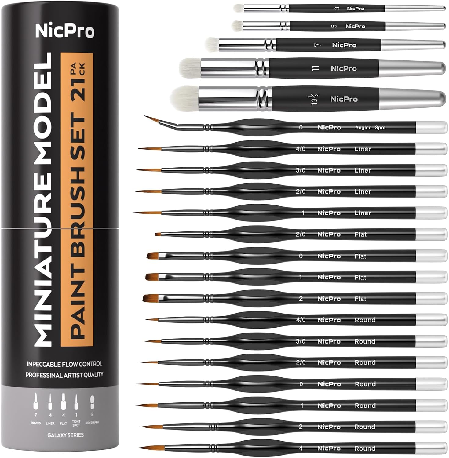 Nicpro 21pc Miniature Paint Brush Drybrush Set